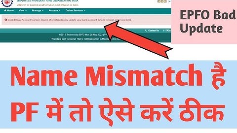 Invalid Bank Account Number ( Name Mismatch)  Kindly Update Your Bank Account Details ll EPFO Update