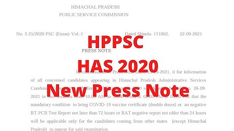 HPPSC HAS-2020 || New Press Note 11 Useful Information for Candidates