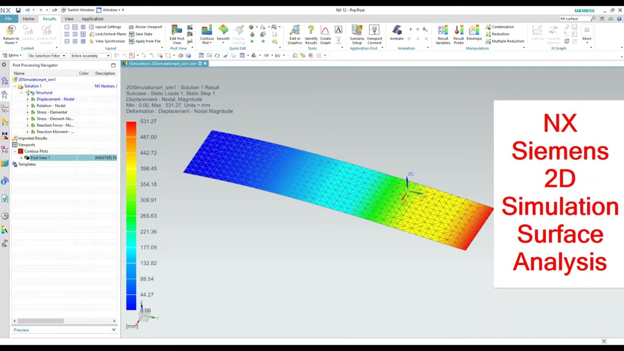Nx Siemens Basic 2D Beam Surface analysis FEA Nx nastran solver