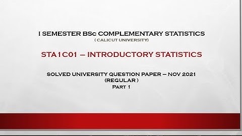I BSc COMPLEMENTARY STATISTICS|SOLVED QUESTION PAPER|REGULAR|NOV 2021|PART1