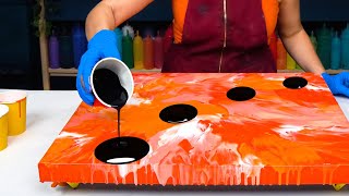 Hot ORANGE Base & BLACK  YAY or NAY?!Extra CONTRASTING Acrylic PouringAbstract Painting Fluid Art