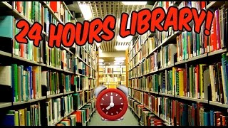 (SNEAKY!) 24 HOUR OVERNIGHT LIBRARY FORT⏰ | BEST 24 HOUR LIBRARY CHALLENGE SNEAKING AROUND OVERNIGHT