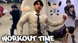 Jungkook working out for 9 minutes straight