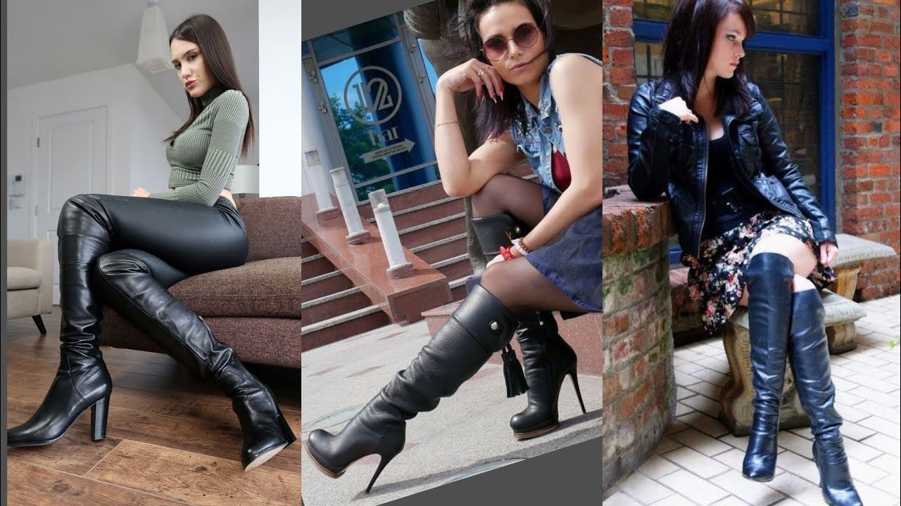 much impressively and beautiful leather latex thigh high long boots ...