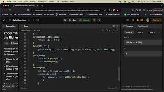 Leetcode 2558. Take Gifts From the Richest Pile || DSA in JS || MaxHeap Implementation In Javascript