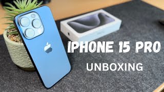 ​ @Apple iPhone 15 Pro Blue Titanium 256GB Aesthetic Unboxing & First Setup