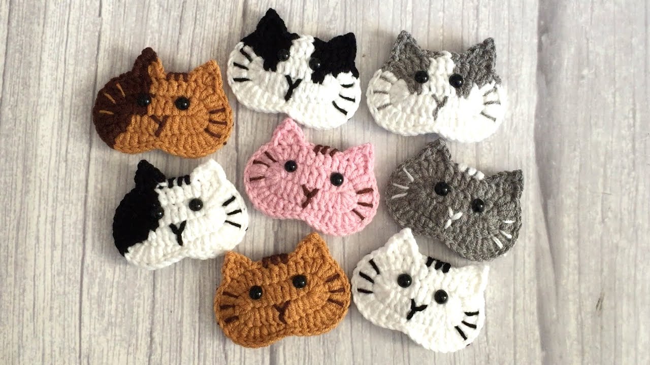 Cat head hair clips Handmade animal hair clips cute hair pins crochet tutorial