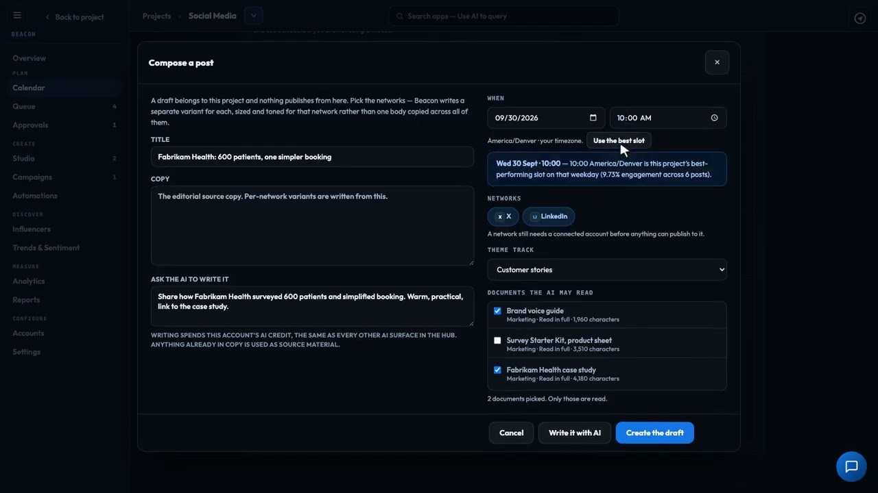 Video thumbnail: Write and Schedule a Social Post with AI