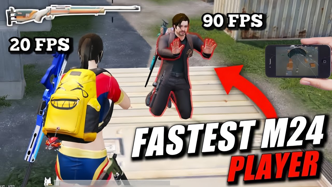 1 VS 2 FASTEST M24 🔥😈 TDM FIGHT || 90 FPS VS 20 FPS || #bgmi # ...