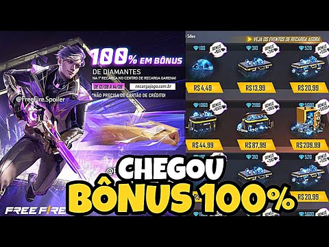 Recarga Free Fire com bônus de 100% na compra de diamantes chega