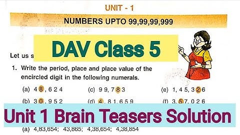DAV Class 5 Maths Unit 1 Brain Teasers Solution/ADARSH 999