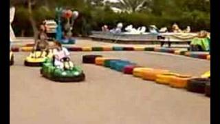 mum, dad and Joel crashing on the go-karts