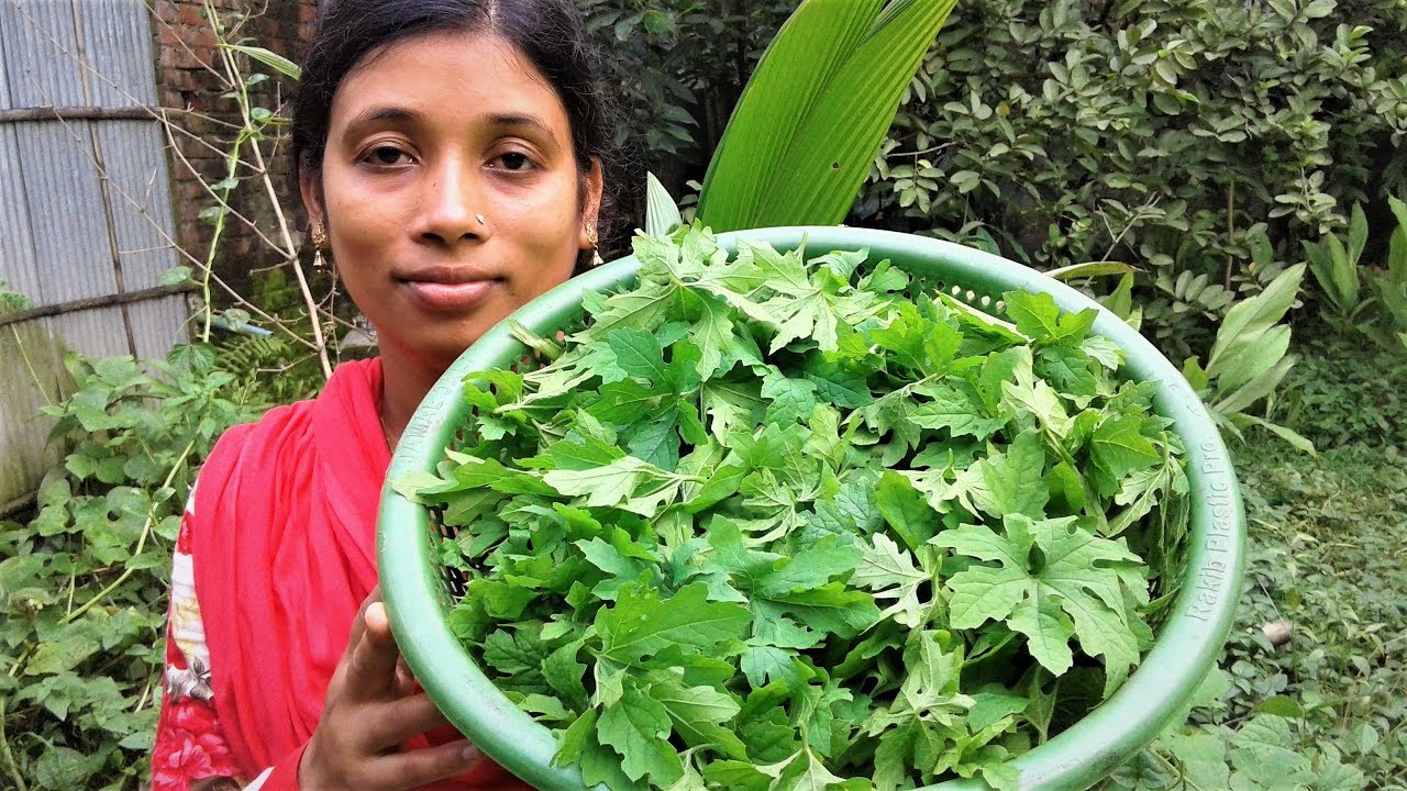 Cooking Bitter Melon Leaves With Small Fish Recipe Tasty Karela Leaf Vaji By Street Village Food Youtube