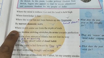 Where the mind is without fear in Hindi हिन्दी(explanation) SSC Class10