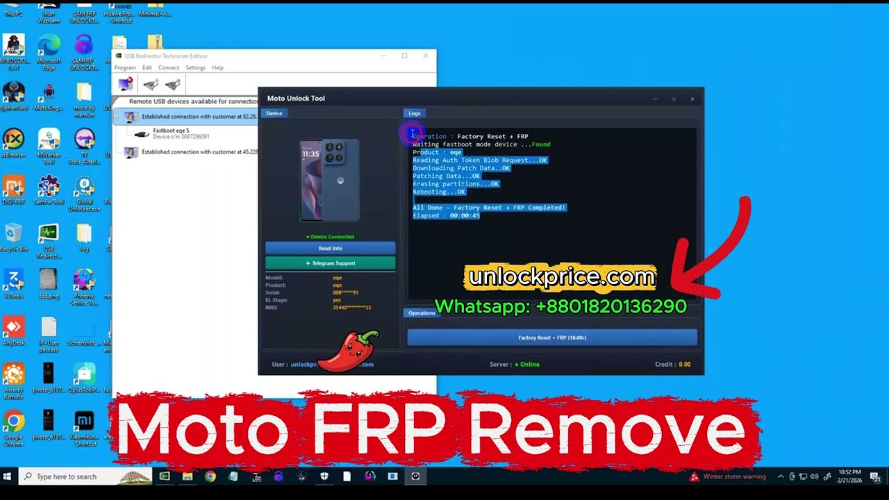 Moto Unlock Tool | One Click FRP Remove | Fastboot Mode | All Model Supported | 
