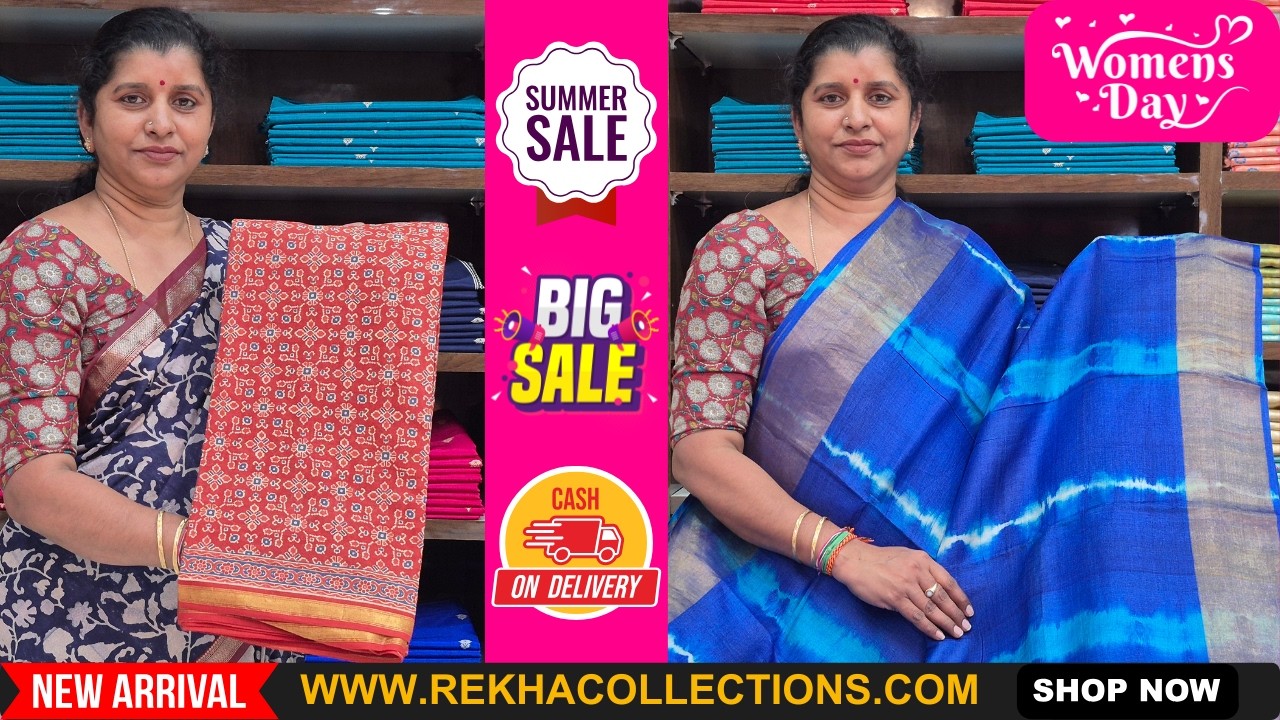 Pure HandPainting Tussar & Ajrakh Cotton Sarees | Latest sarees collection | online sarees shopping