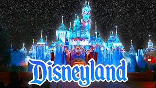 Disneyland Christmas Nighttime Walkthrough  It's a Small World Holiday, Parade & Castle Snowfall