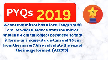 A concave mirror has a focal length of 20 cm. At what distance from the mirror should a .....