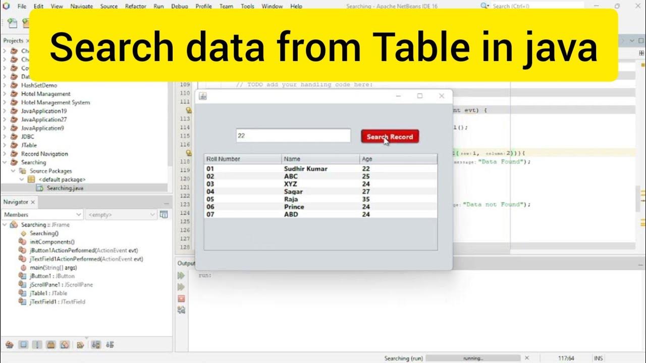 Search data from jTable - YouTube