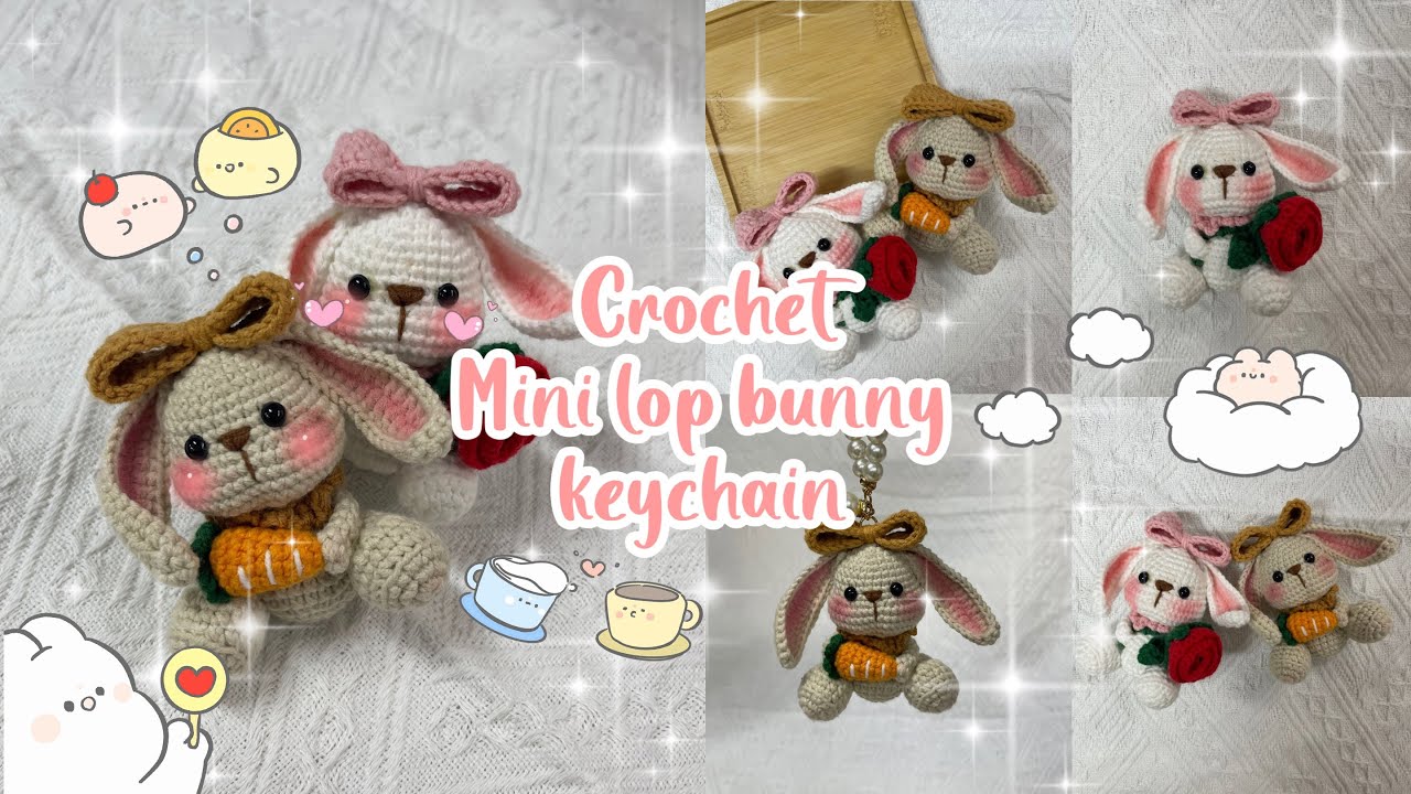 毛糸耳キーホルダー How to Crochet a Floppy-Eared Bunny Keychain | Mini Lop Rabbit