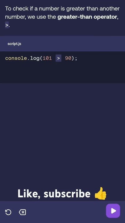 Use of greater than operator in JavaScript. #javascript#coding # ...