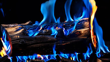 Captivating Blue Fireplace Flames with Glowing Orange Sparks – Relaxing Fireplace Ambience in 4K