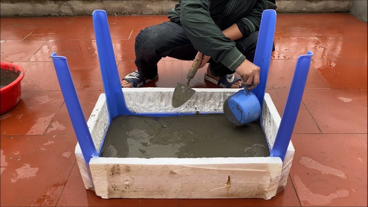 Great Creative - ideas ​​casting cement pots from plastic table - Design bonsai pot for garden decor