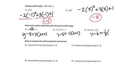 Concepts of Algebra 2, 2.1 to 2.2 Quiz Review