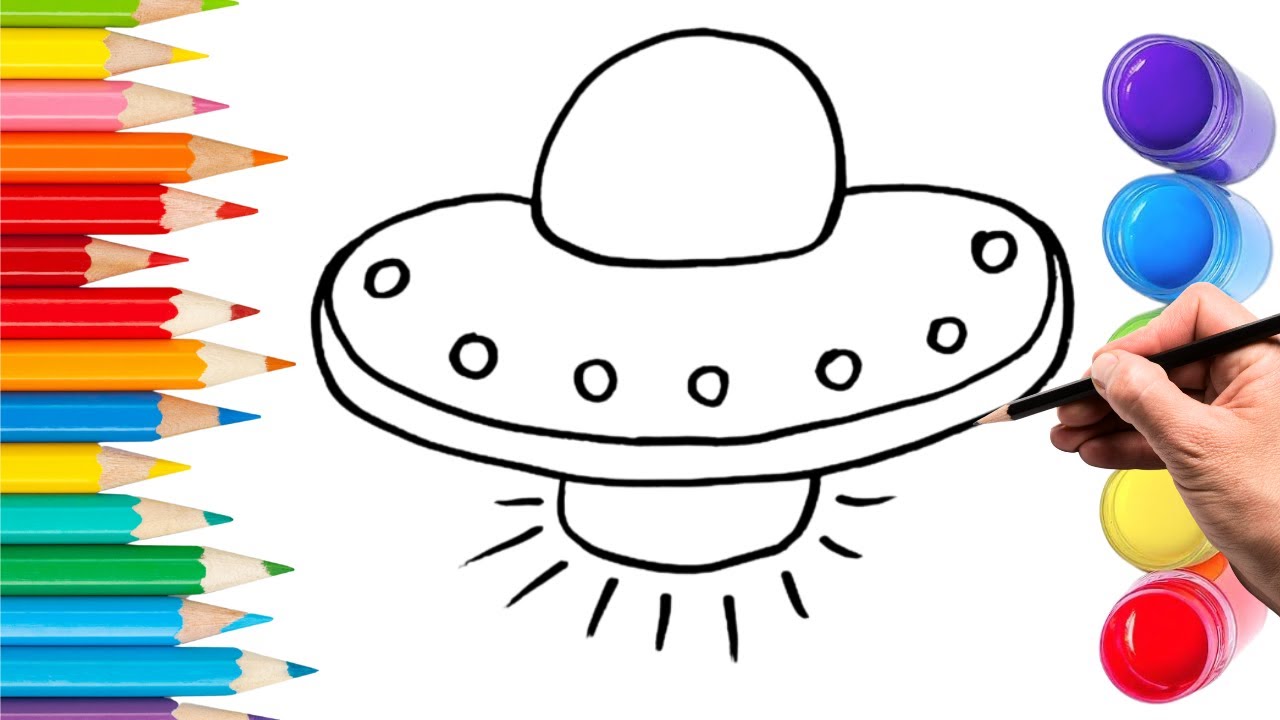 Как нарисовать милый НЛО. Рисование, раскрашивание и живопись для детей и малышей. Детское искусс...