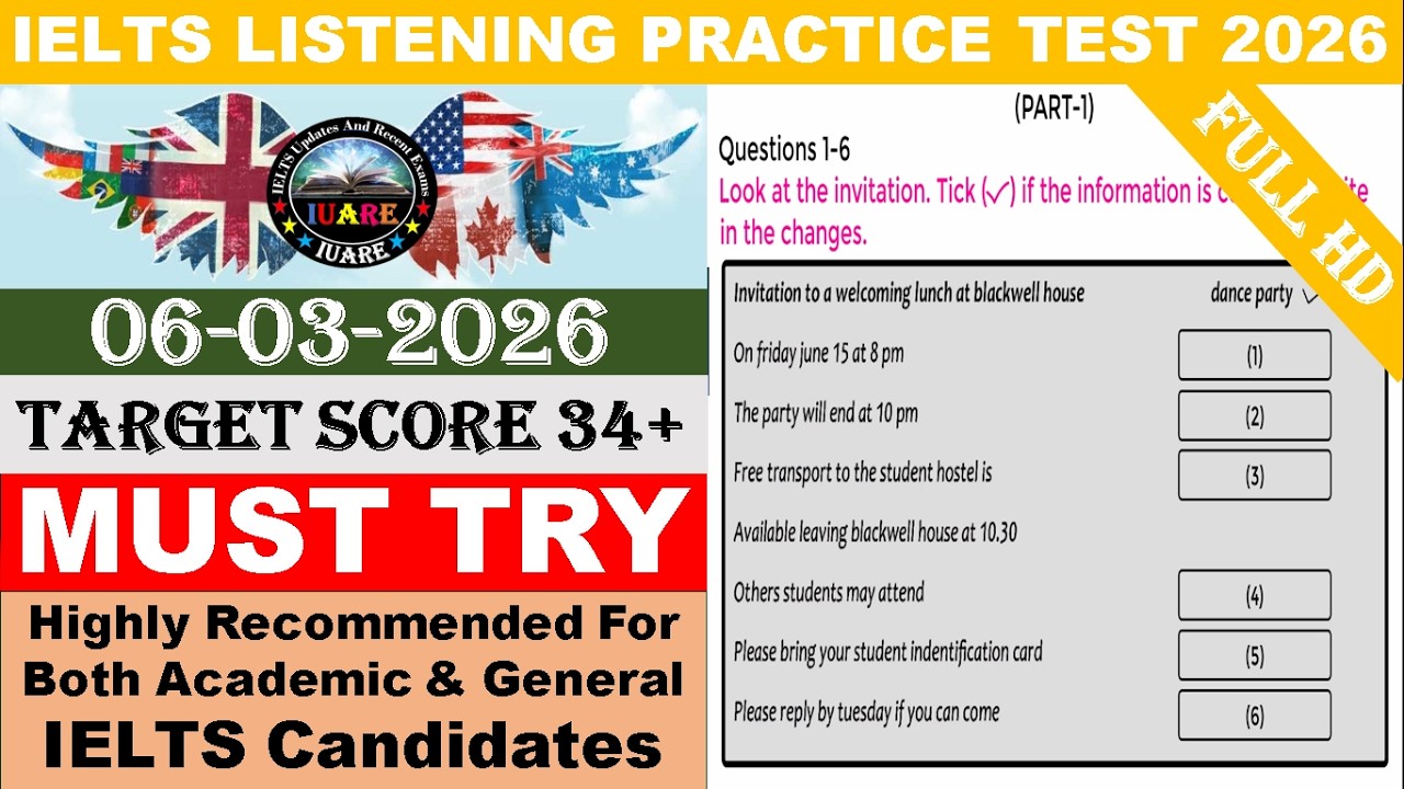 IELTS LISTENING PRACTICE TEST 2026 WITH ANSWERS | 06.03.2026 - YouTube