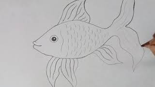 رسم سمكة بي قلم الرصاص فقط طريقتي سهلة جدا