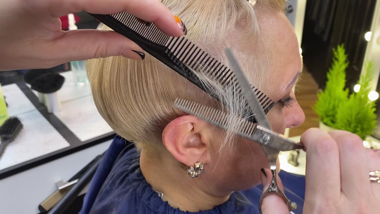 Короткая объемная стрижка на тонкие волосы ✂ Объем на тонких волосах  Женский андеркат без укладки