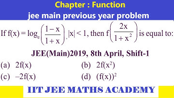 FUNCTION JEE MAIN 2019 8 APRIL SHIFT 1 BY RS SIR | CHAPTER WISE SOLUTION