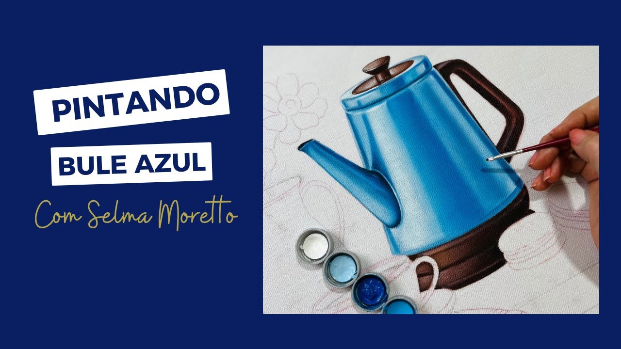 PINTANDO BULE AZUL EM TECIDO