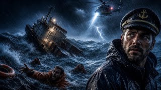 Ocean Disaster at Night: Ship Tilting, Crew in Danger and Final Rescue Operation