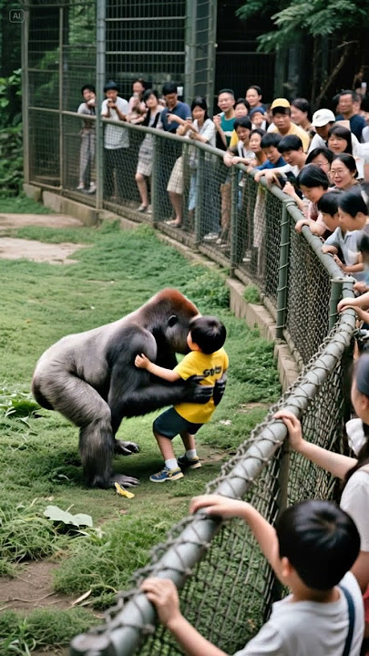 GORILLA'S HEARTWARMING RESCUE OF CHILD IN ZOO! #gorilla #zoo #rescue #animal 🦍