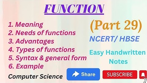 Function in detail || Computer Science || class 11th || Part 29