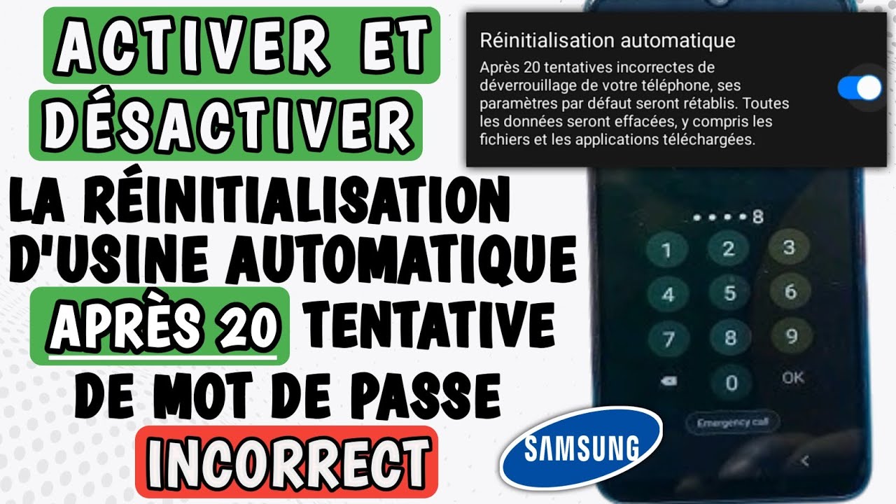 Réinitialisation d'usine sur Samsung après avoir saisi un mot de passe