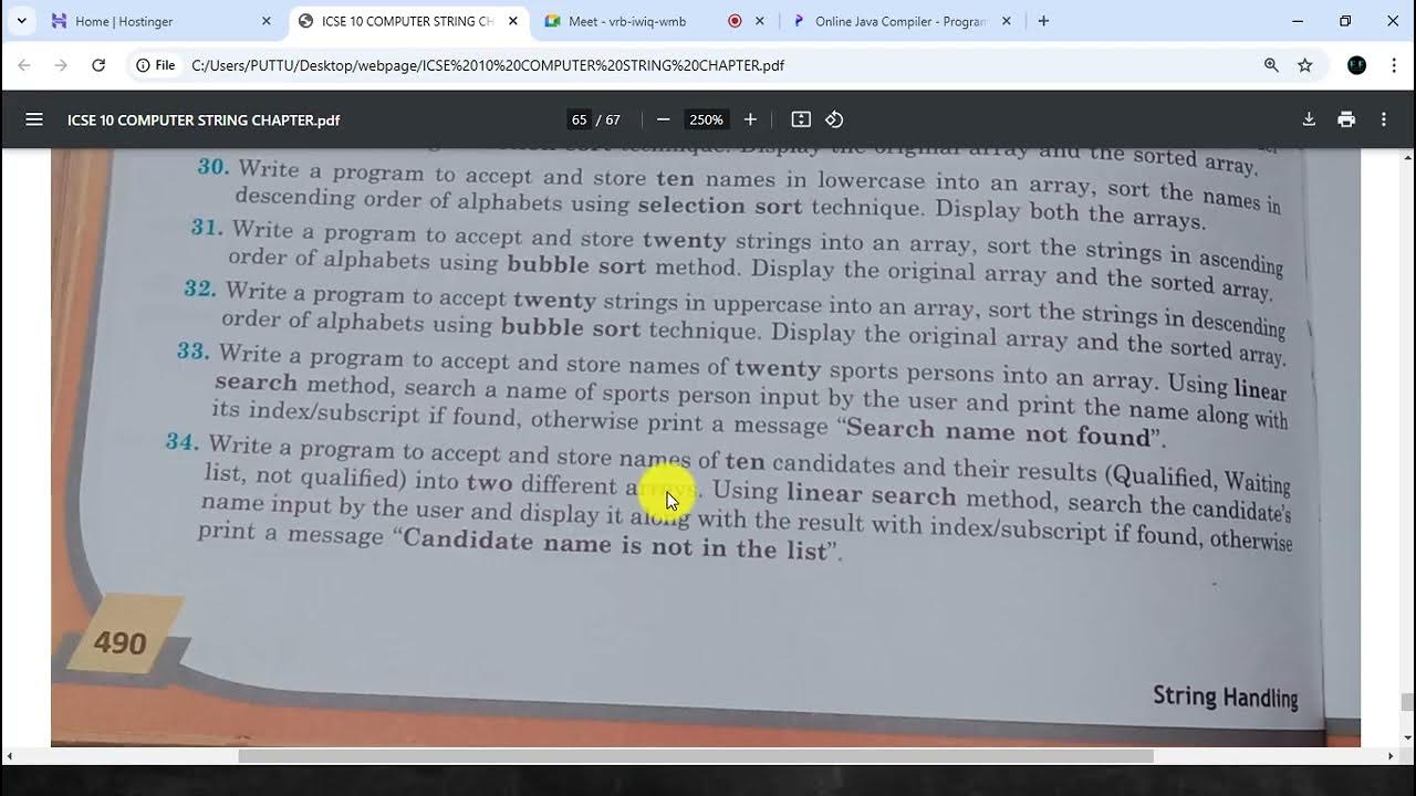 String Handeling - Java Tutorial Class 10th ICSE Board - Part 85 - YouTube