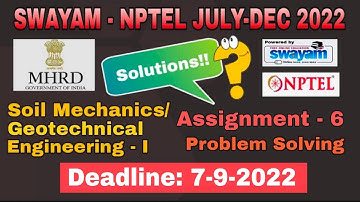 NPTEL Soil Mechanics/Geotechnical Engineering - I #assignment -6 I July-Dec 2022 Detailed Solutions