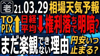 【相場天気予報】今日29日は配当権利付き最終売買日で株は上がりやすいが、明日は権利落ち日で売られがち。ここへ来て日経平均とTOPIXのチャートの強弱感が鮮明に。為替円安どこまで？ラジオヤジの相場解説。