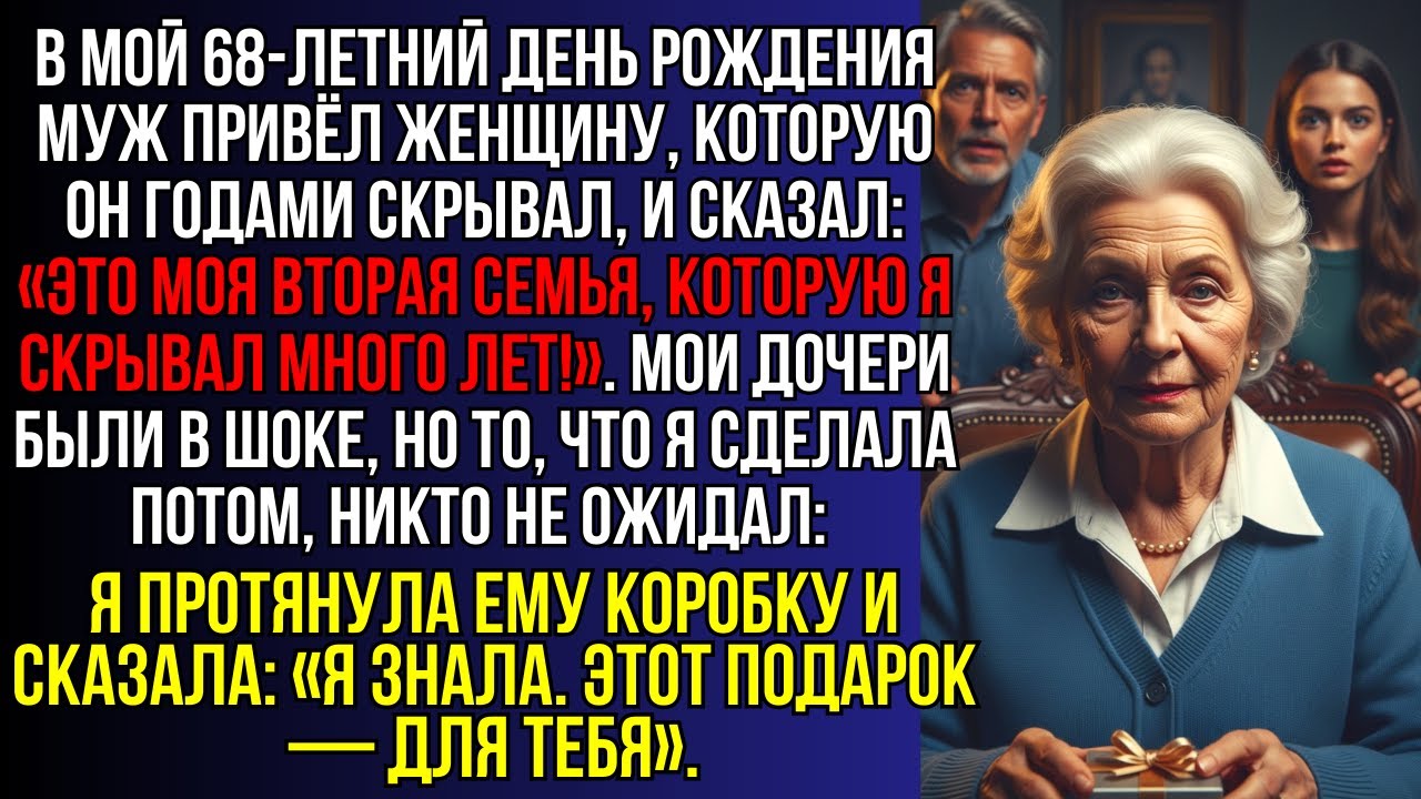 На мой 68-й день рождения муж привёл женщину, скрытую десятилетиями. Я вручила ему сюрприз...