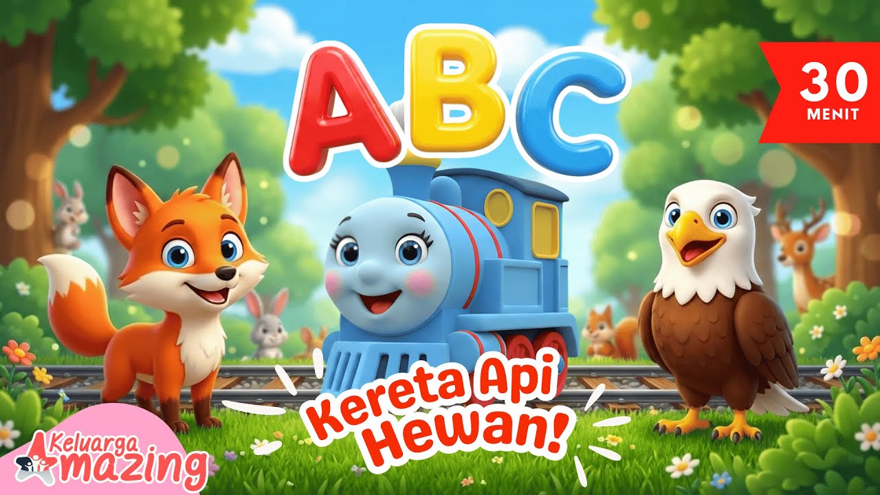 Belajar Huruf A–Z Nama Hewan Hutan Huruf ABC 🔤🦁 | Kereta Api Edukasi Anak PAUD & TK Seru 🚂