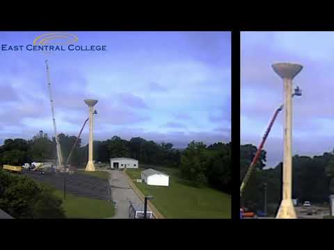 Time-lapse video of the East Central College water tower being taken down.