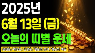 [오늘의 운세] 2025년 6월 13일 (금) — 오늘 대운 흐르는 띠는? 돈복·애정운·행운색까지 총정리!