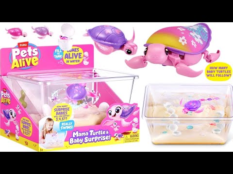 UNBOXING NEW ZURU PETS ALIVE MAMA TURTLE&Baby Surprise | ROBO TURTLE LITTLE LIVE PETS | ASMR