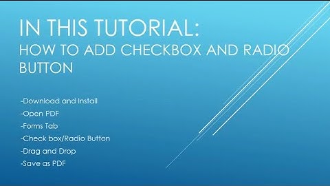 How to Add Checkbox and Radio Button to PDF Form