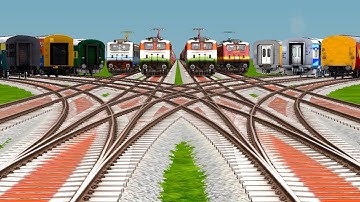 10 TRAINS BACK TO BACK CROSSING ON BUMPY RAILROAD DIAMOND CROSSING - Train Simulator 2025 #railroad 