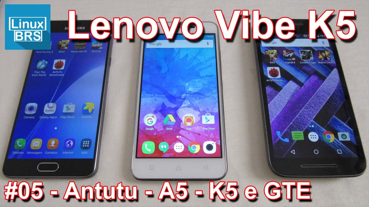 Lenovo Vibe K5 - Samsung A5 2016 e Moto G Turbo Edition - Antutu