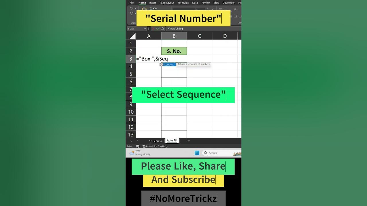 Excel Quick Tip: How to Generate Serial Numbers in Excel - YouTube